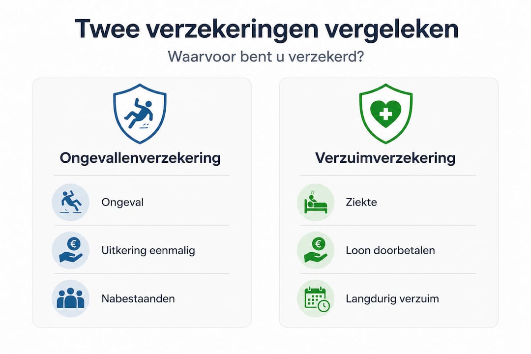 Infographic: het verschil tussen een ongevallenverzekering en een verzuimverzekering