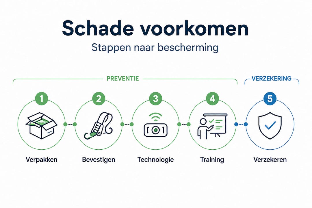 Overzicht infographic: voorkomen van transportschade en verzekeringsmogelijkheden