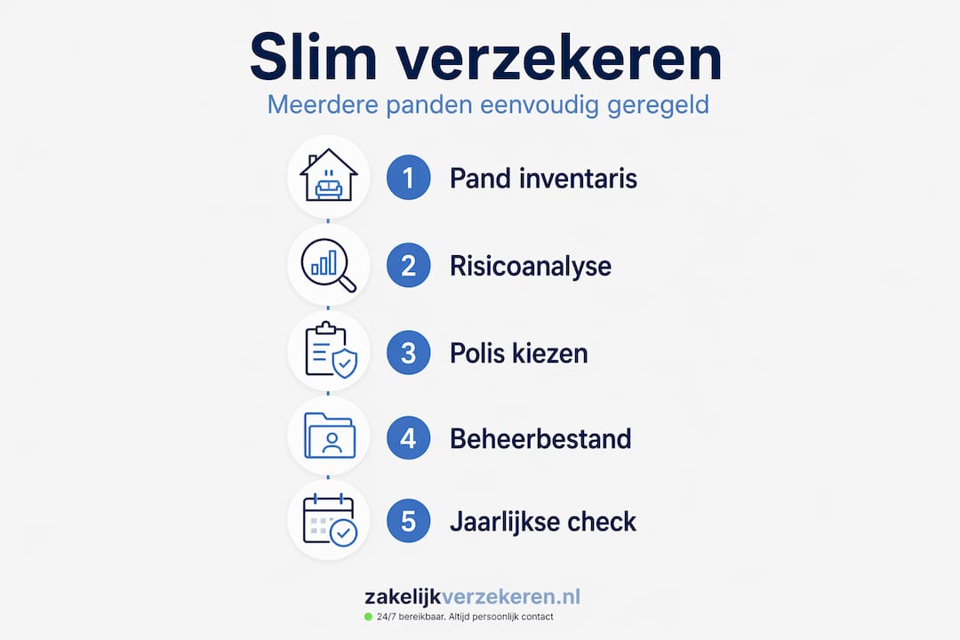 Infographic: stappenplan voor het verzekeren van meerdere beleggingspanden