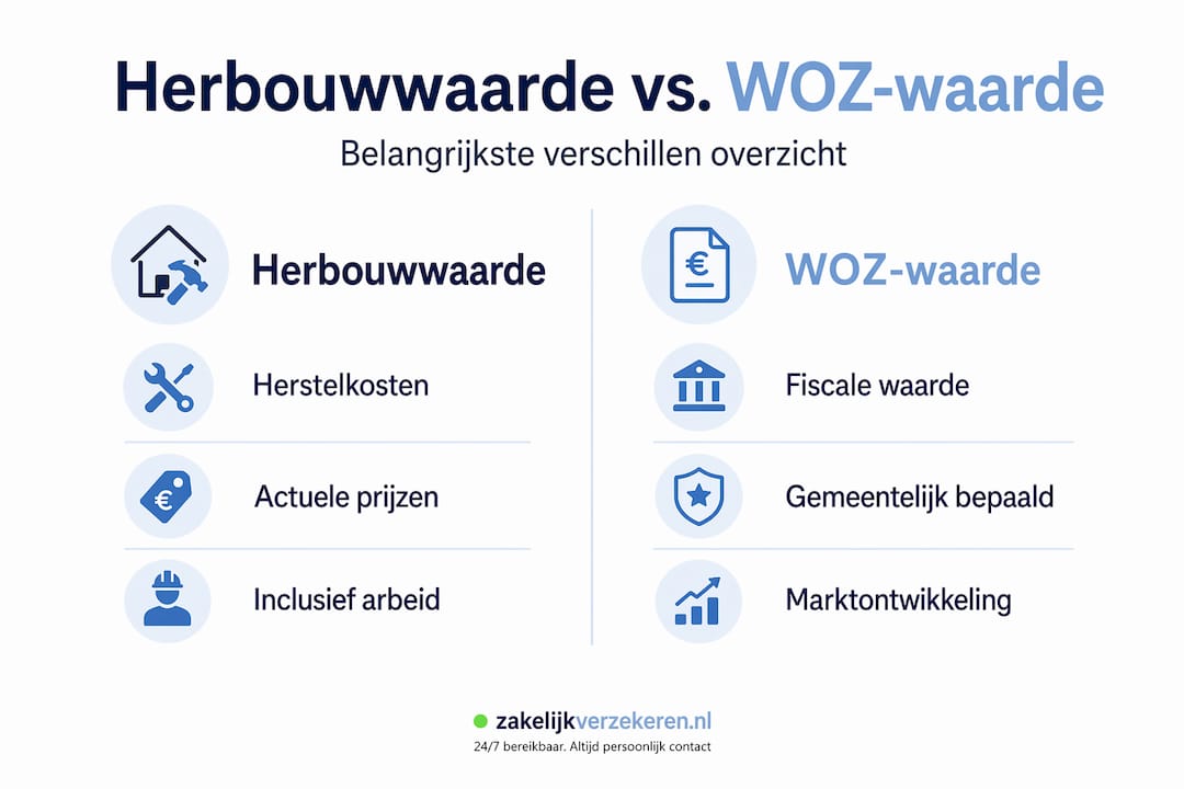 Infographic: het verschil tussen de herbouwwaarde en de WOZ-waarde uitgelegd