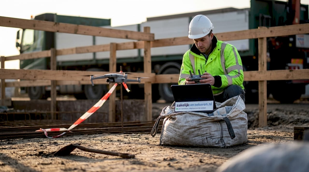 Inspecteur zet drone in voor controle op de bouwplaats