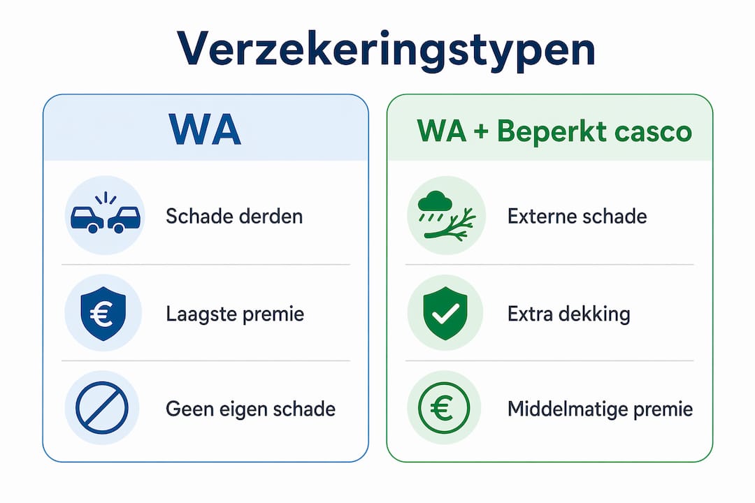 Overzichtelijke infographic: de verschillen tussen WA-verzekering en beperkt casco op een rij