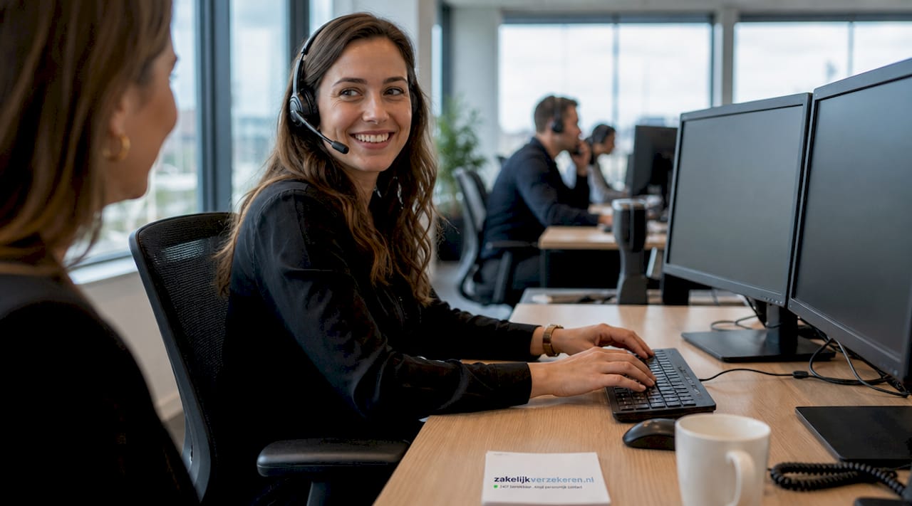 Een medewerkster van de alarmcentrale in actie