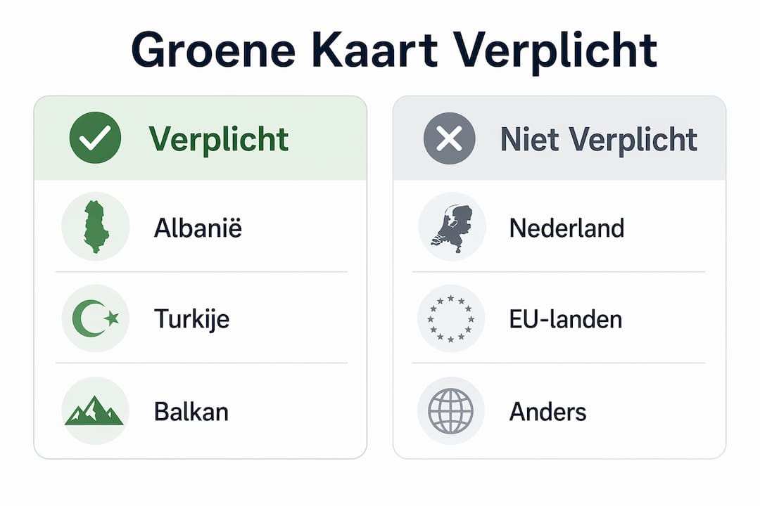 Infographic: landen waar een groene kaart verplicht is