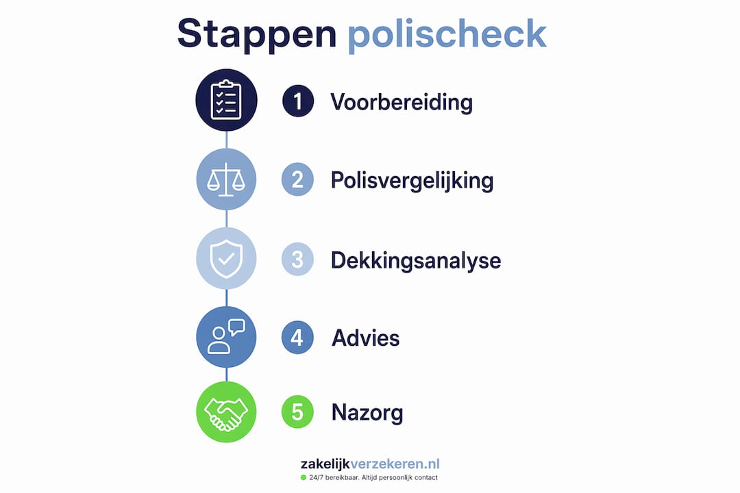 Infographic: overzicht van de stappen voor een zakelijke poliscontrole