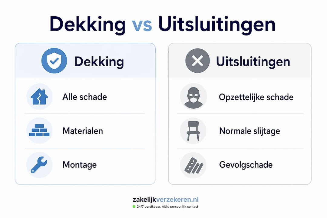 Infographic: wat is wel en niet verzekerd bij een allrisk montageverzekering