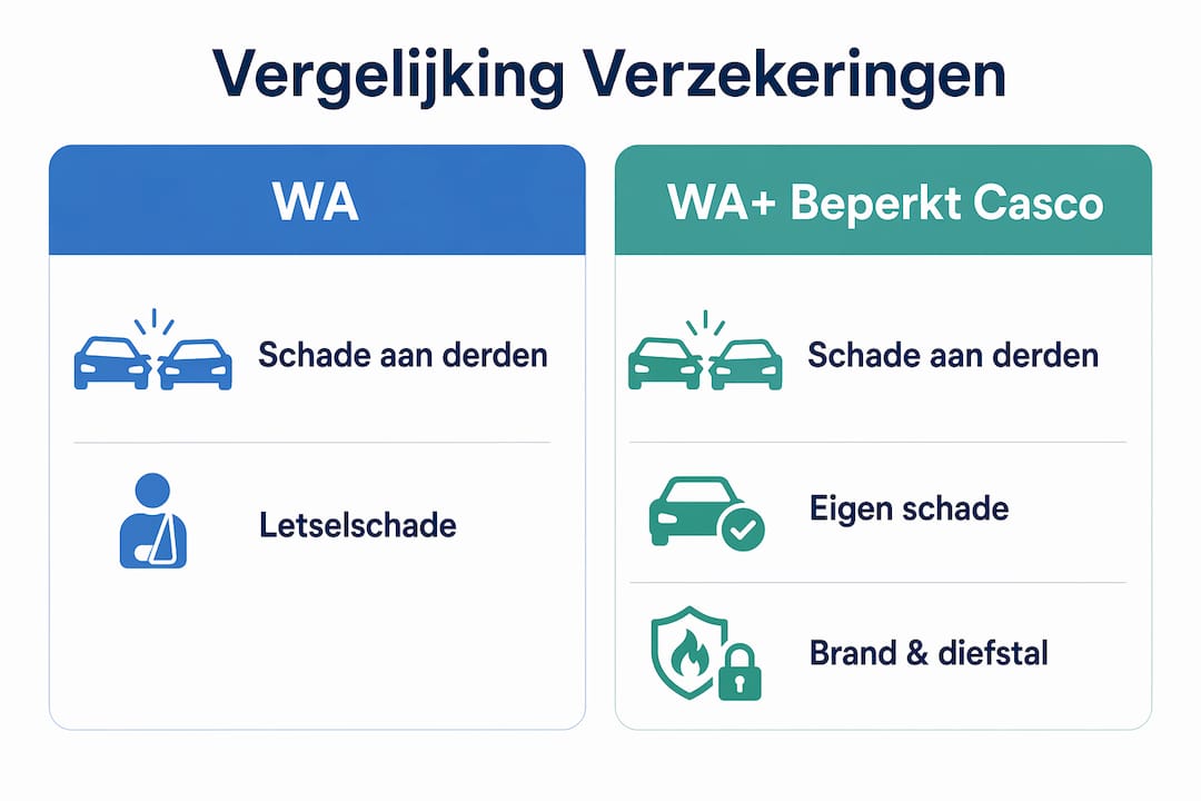 Overzichtelijke infographic: de verschillen tussen WA- en WA+ autoverzekeringen op een rij