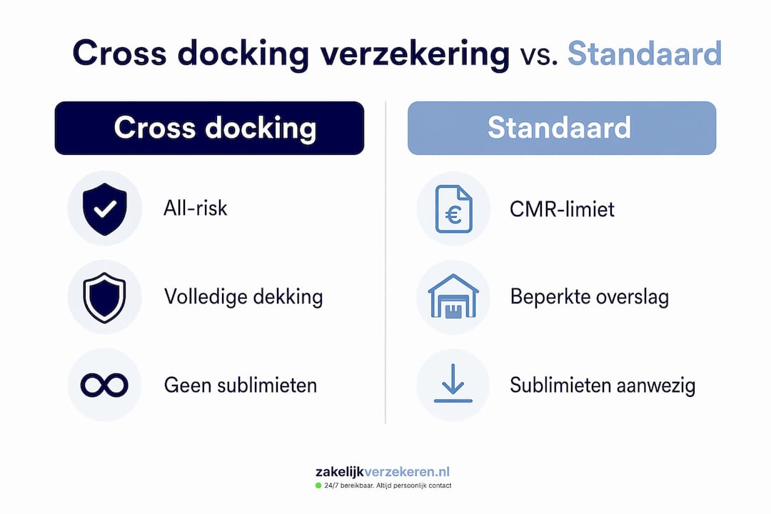 Infographic zet cross docking en reguliere verzekering tegenover elkaar