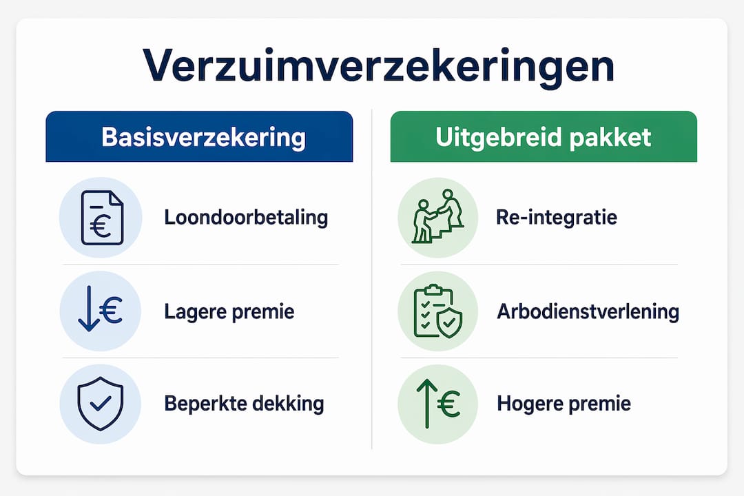Overzicht van de verschillende verzuimverzekeringen en hun belangrijkste eigenschappen