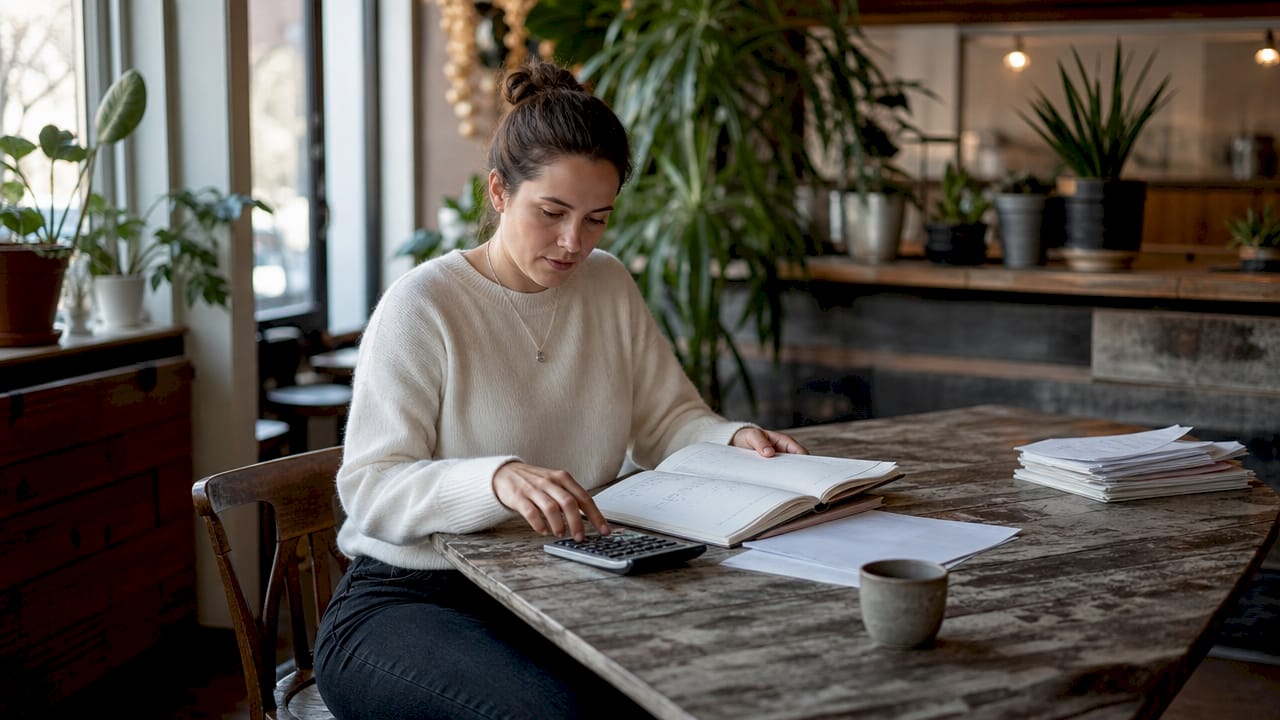Ondernemers die met pen en papier de financiële risico’s van hun bedrijf in kaart brengen.