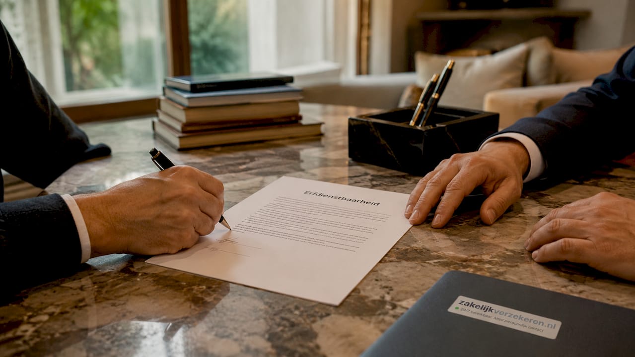 Ondertekening van een juridisch overpadcontract door beide partijen.