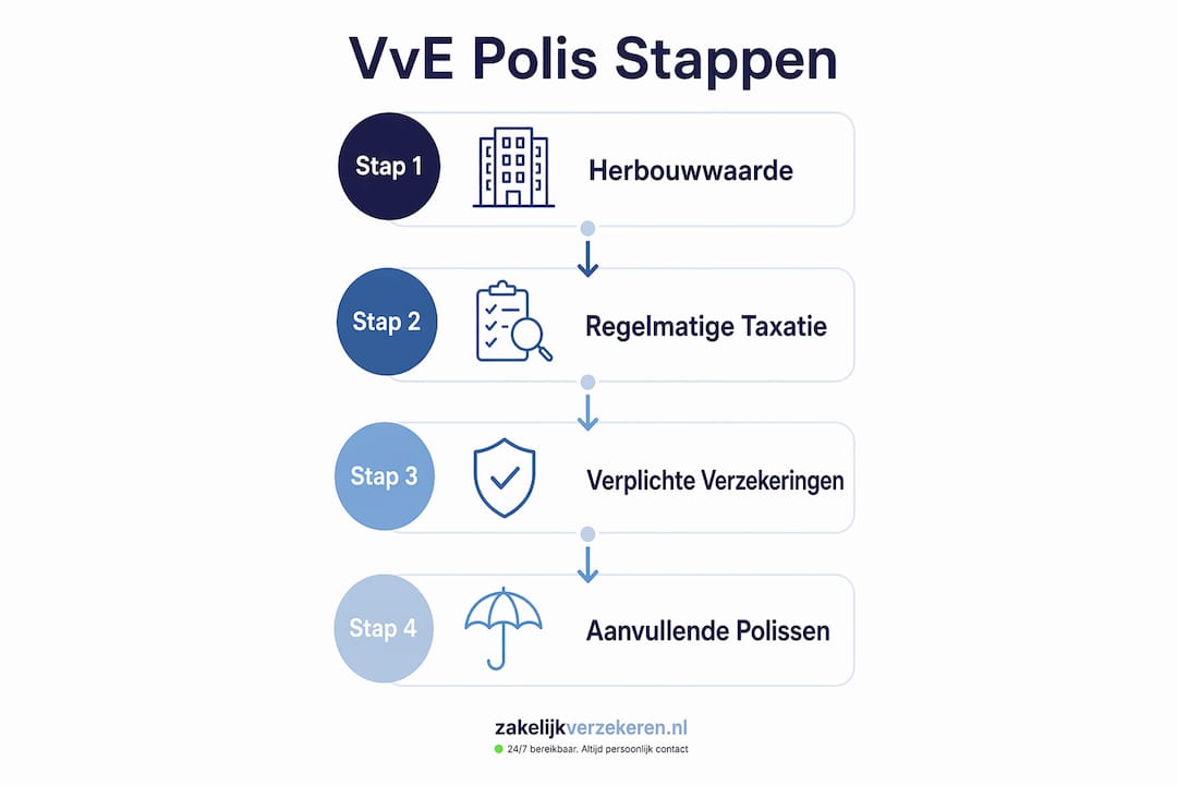 Infographic: Stappenplan om onderverzekering van je VvE-verzekering te voorkomen