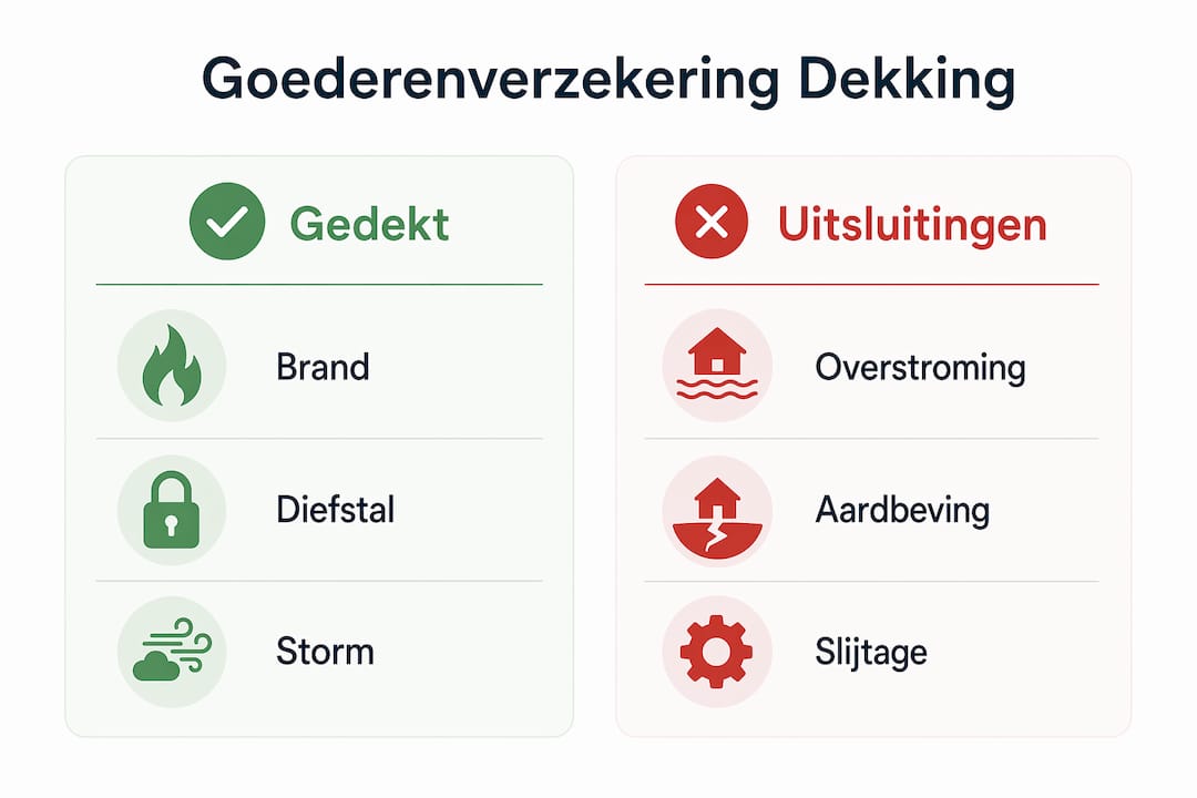 Infographic: welke schades zijn wel en niet verzekerd bij een goederenverzekering?