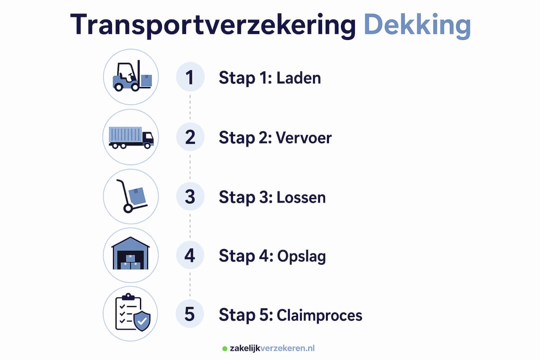 Infographic: overzicht van de stappen bij het afsluiten van een transportverzekering