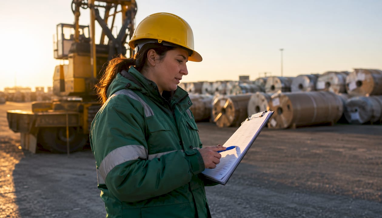 Vrouw bekijkt de instructies voor het laden bij de machines