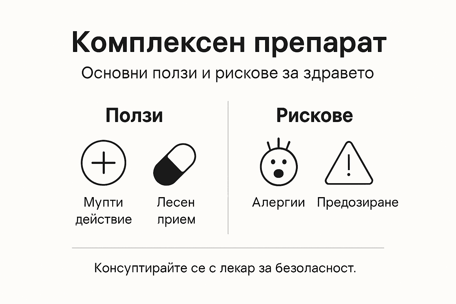 Визуален преглед на плюсовете и минусите