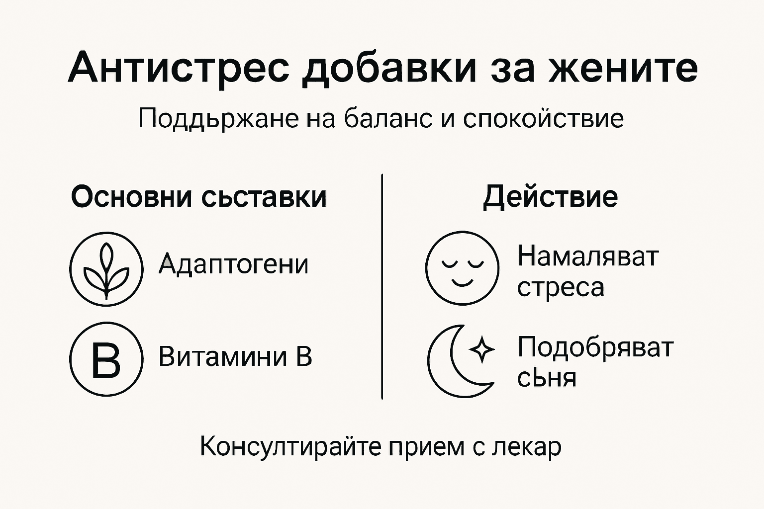 Инфографика: Натурални добавки за справяне със стреса и постигане на хармония при жените