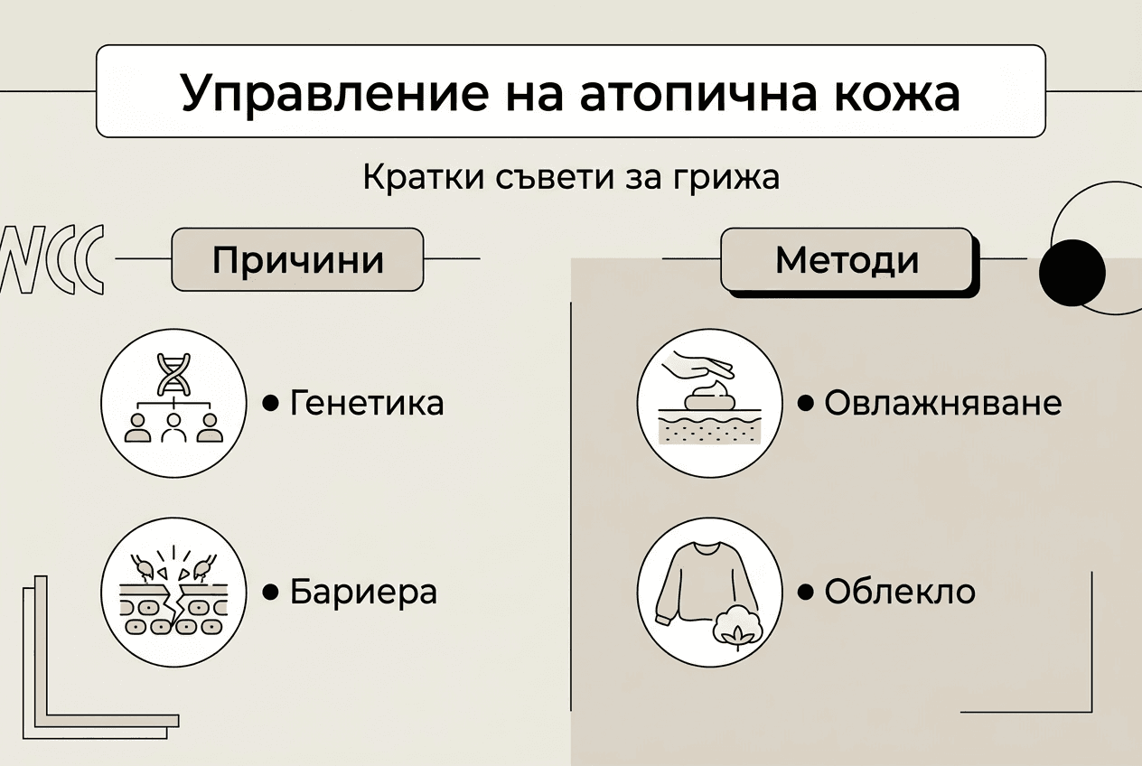 Полезна инфографика с практични съвети за грижа при атопична кожа