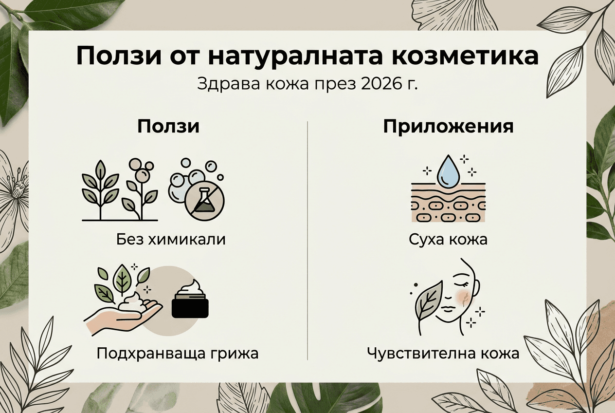 Визуално представяне: защо да изберем натуралната козметика и как можем да я включим в ежедневната си грижа за кожата и косата