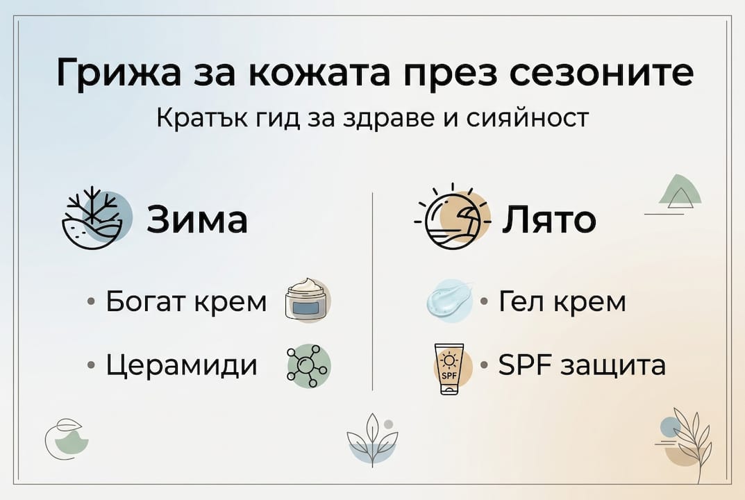 Инфографика: най-важните грижи за кожата през зимата и лятото