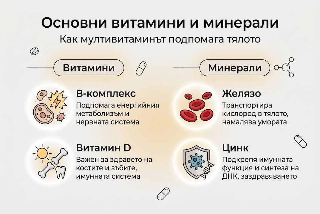Инфографика с най-важните витамини и минерали
