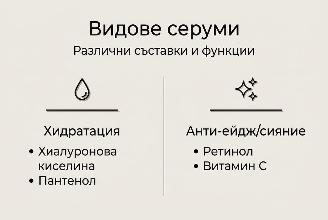Инфографика: Най-популярните видове серуми и основните им активни съставки