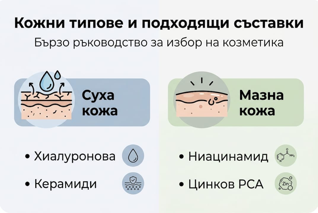 Инфографика: какъв е вашият тип кожа и кои съставки са подходящи за него