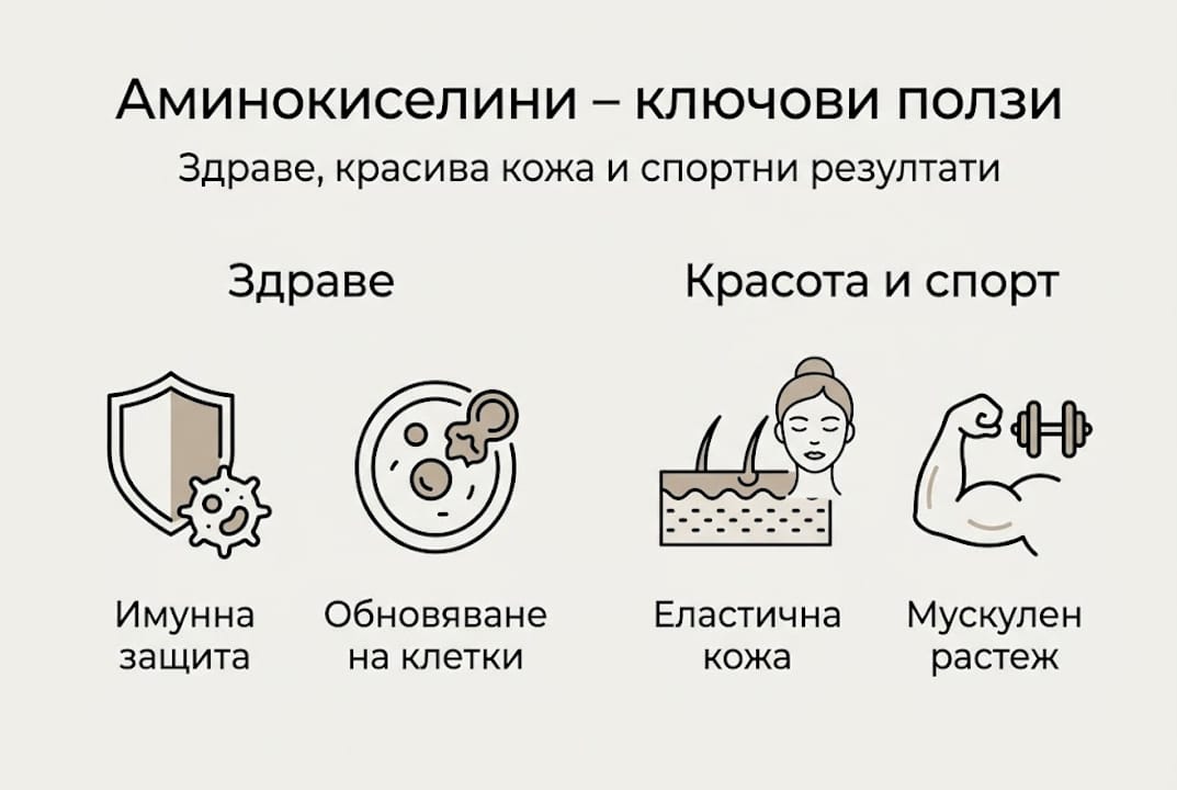 Инфографика: Какви са функциите и ползите от аминокиселините за здравето ни