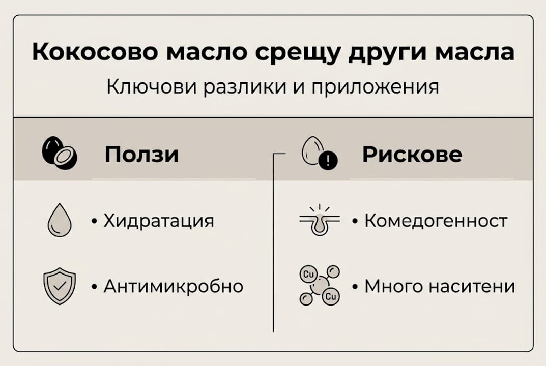 Инфографика: Как кокосовото масло се отличава от останалите видове масла