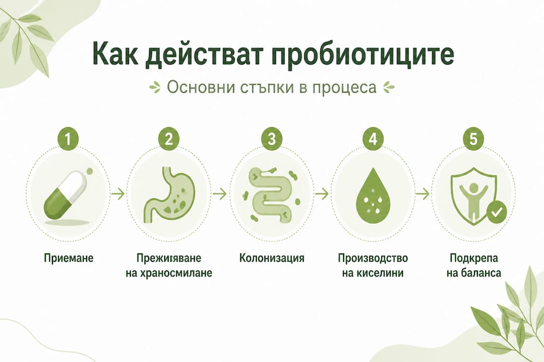 Инфографика: Как пробиотиците действат – стъпка по стъпка
