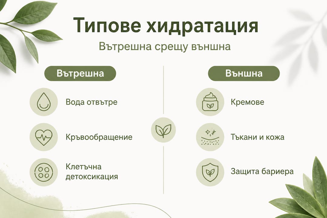 Инфографика: Какви са разликите между вътрешната и външната хидратация