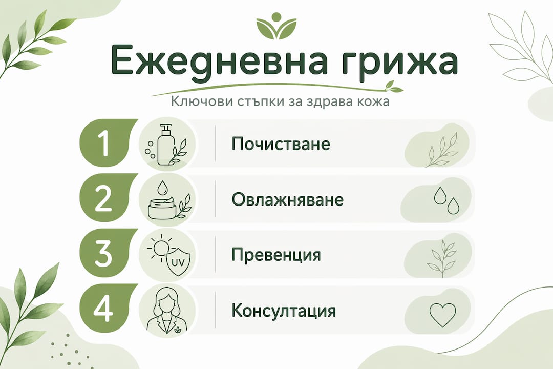 Инфографика с важните стъпки за здрава и красива кожа