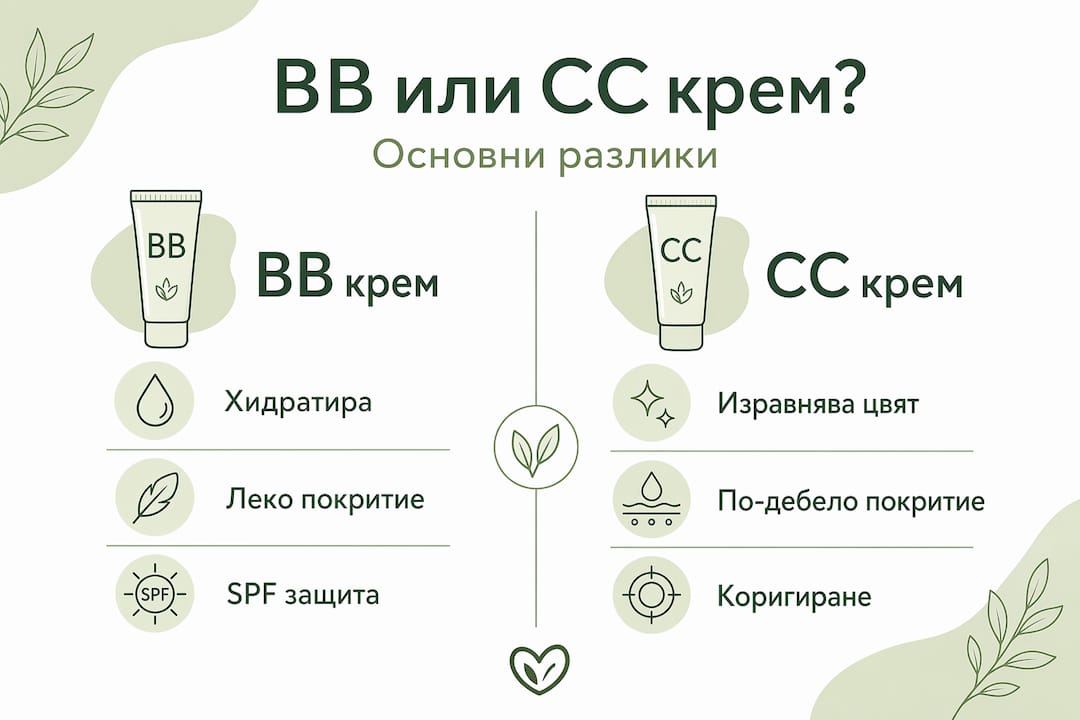Вижте основните разлики между BB и CC кремовете в нашата инфографика