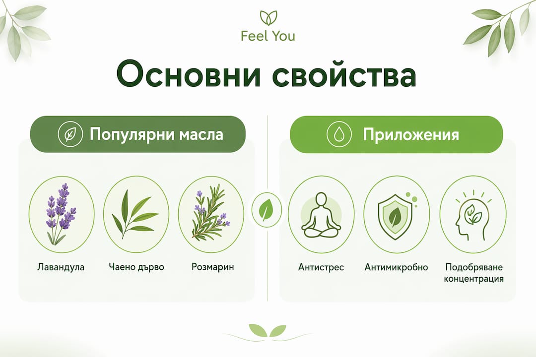 Вижте инфографиката, която показва какви са основните характеристики и как можем да използваме различните видове масла.