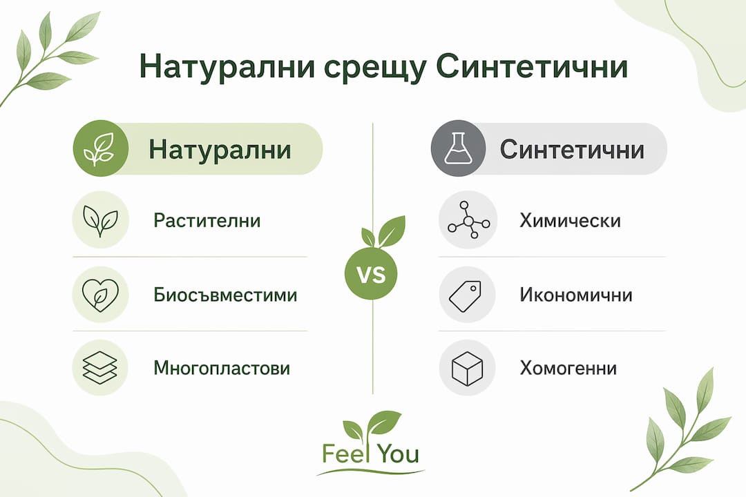 Инфографика, която показва основните разлики между естествените и изкуствените аромати – техните най-важни характеристики и предимства.