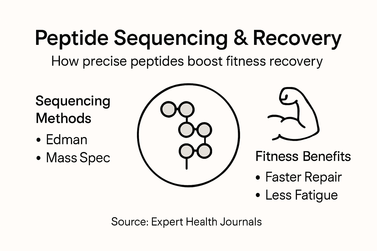 Infographic showing peptide sequencing for muscle recovery