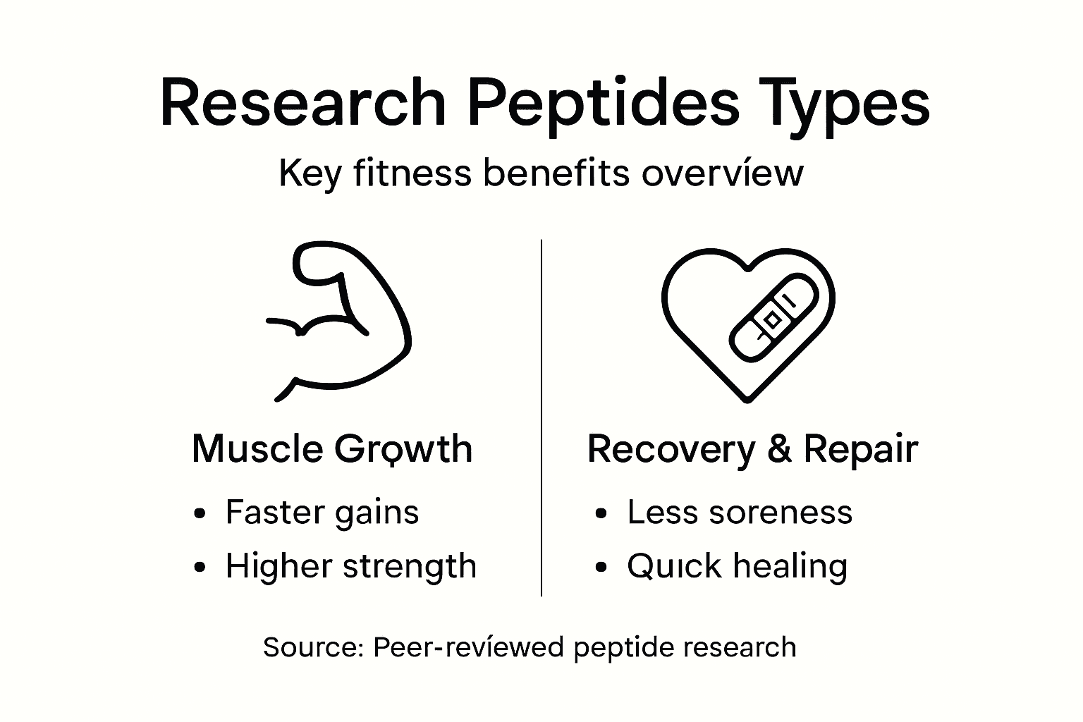 Infographic showing peptide types and benefits