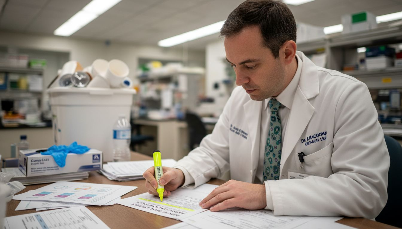 Researcher reviews peptide trial safety data