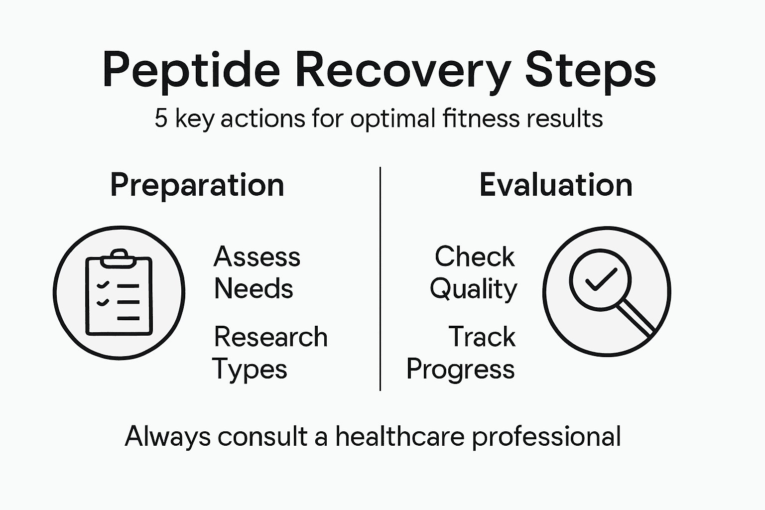Infographic showing steps to select recovery peptides