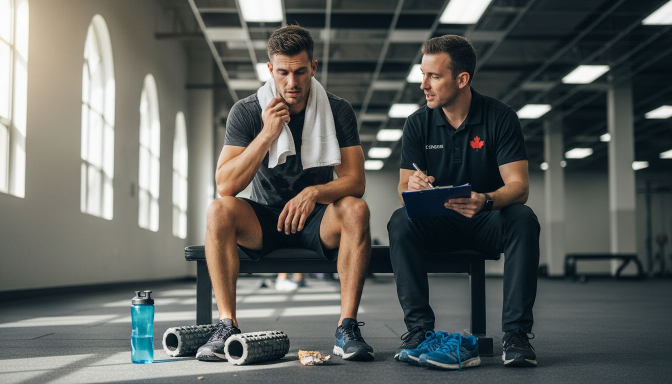 Athlete discussing recovery with physiologist