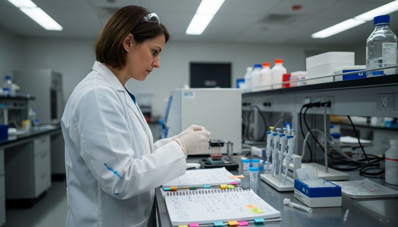 Scientist working with protein samples in lab