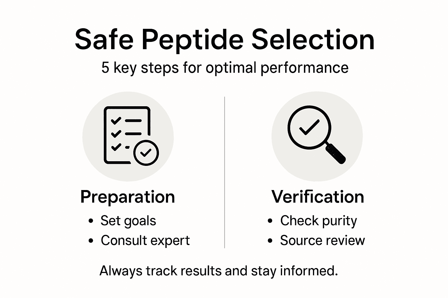 Infographic outlines 5 safe peptide selection steps