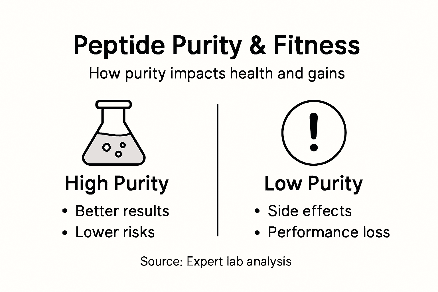 Infographic showing peptide purity risks and benefits
