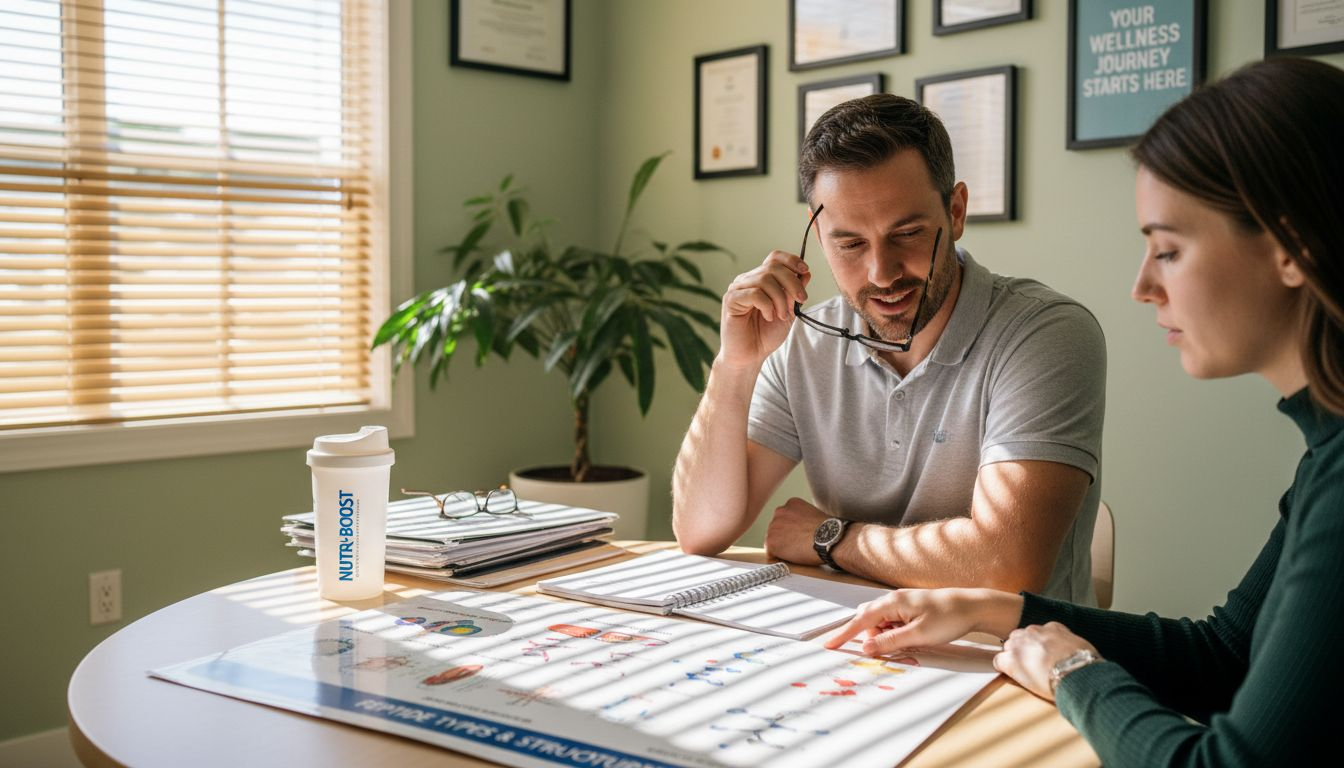 Nutritionist explains peptide chart to client