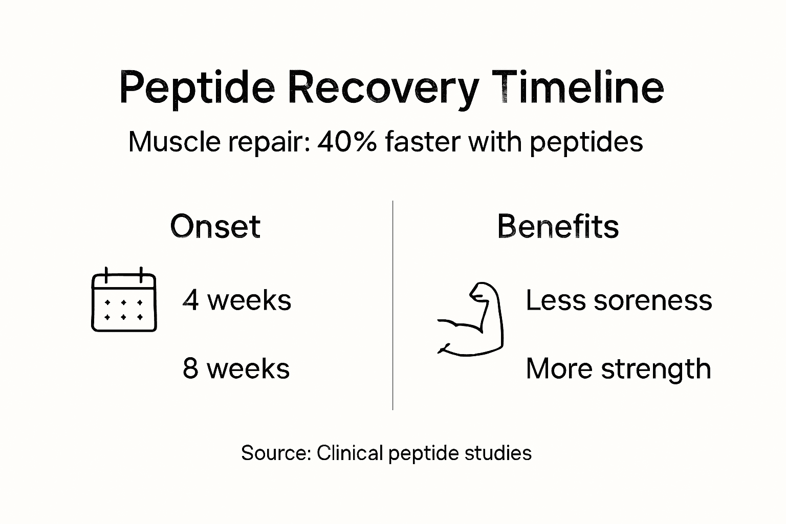 Infographic showing muscle recovery with peptides
