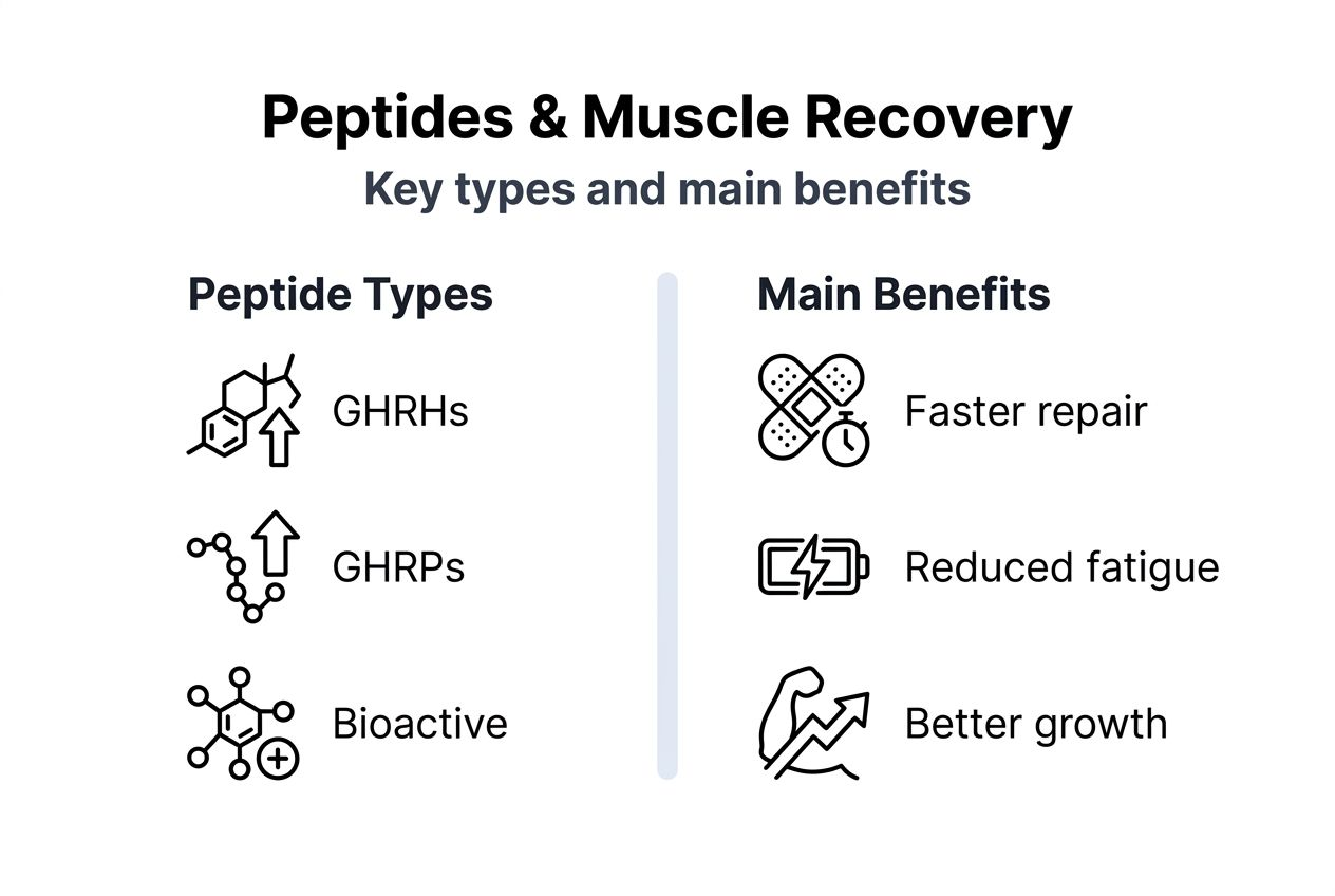 Infographic showing peptide types and recovery benefits