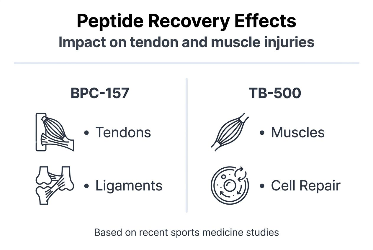 Infographic comparing peptide effects on injuries