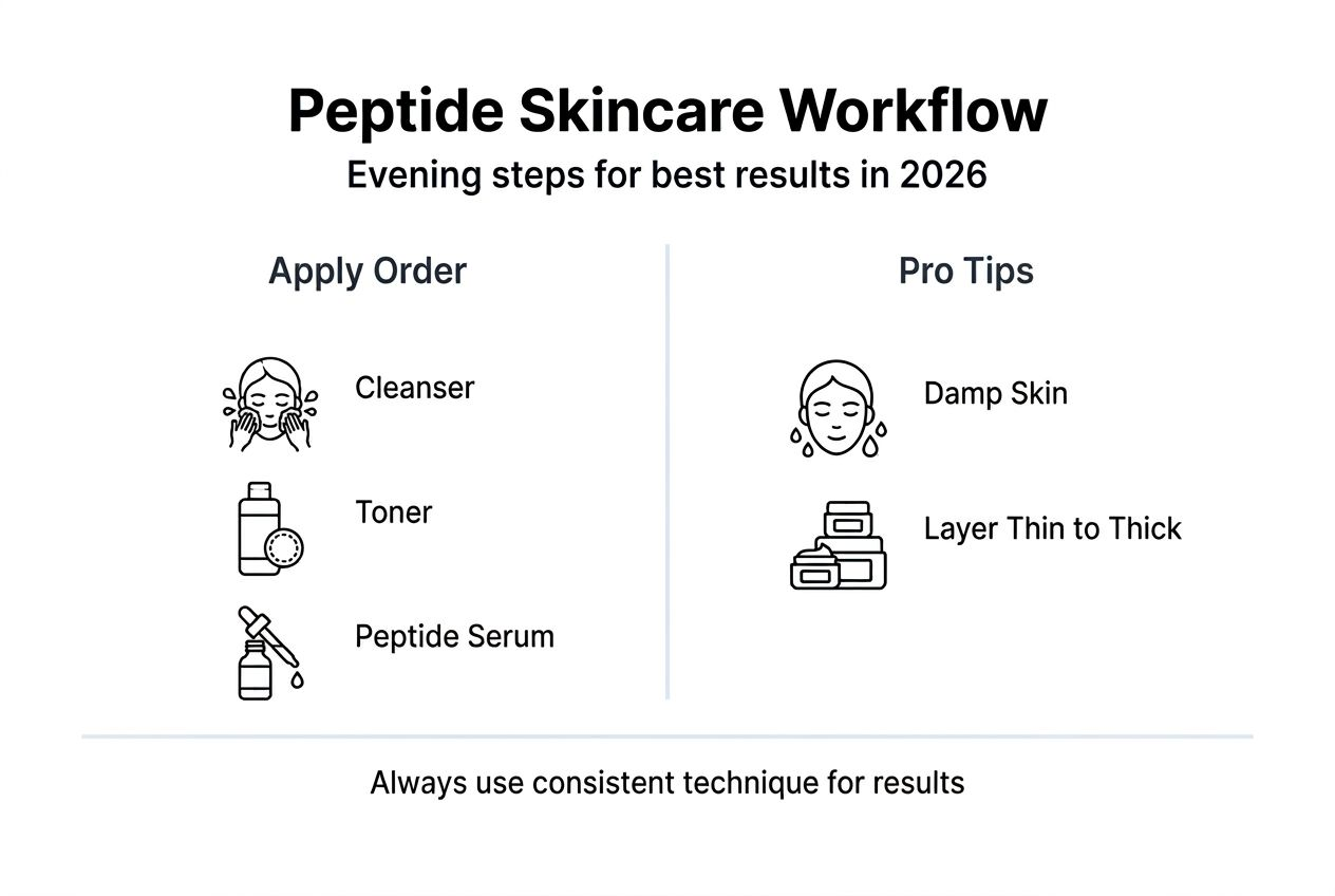Infographic showing steps for peptide skincare routine
