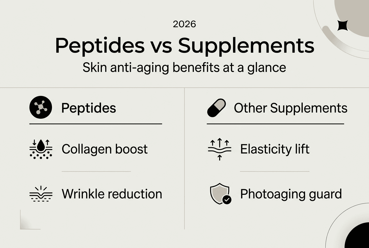 Infographic comparing peptide and supplement benefits