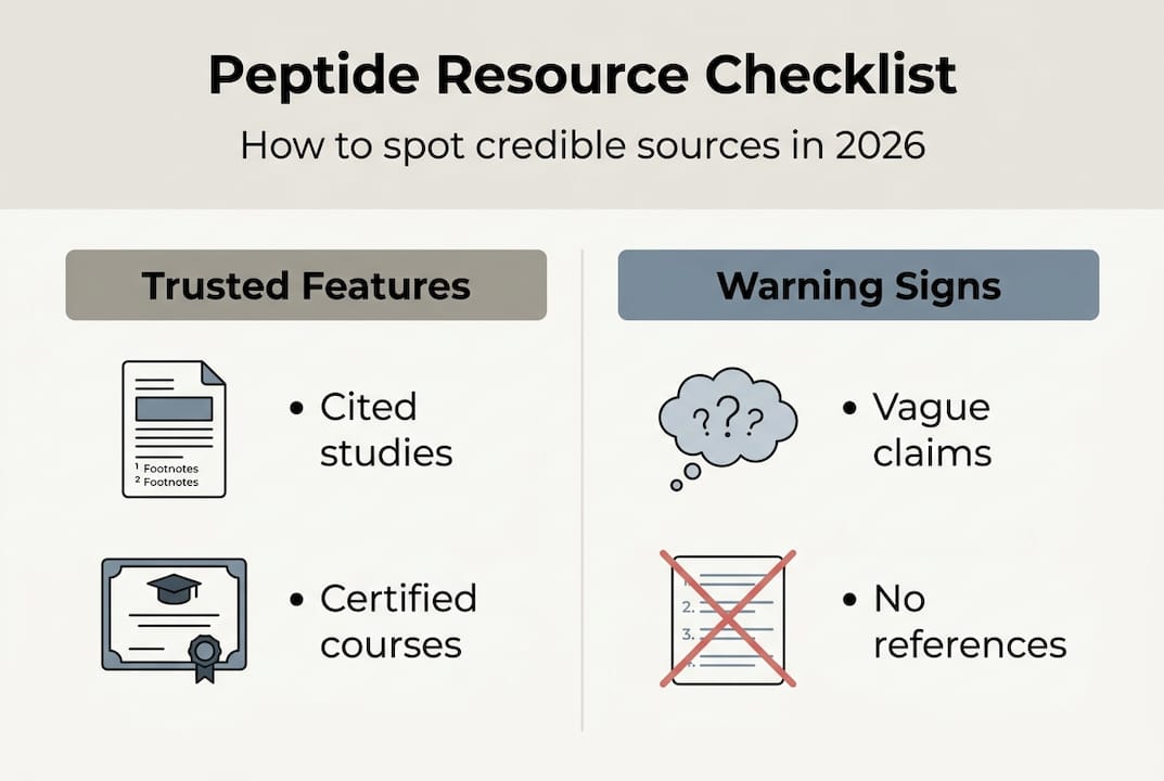 Infographic showing how to spot credible peptide resources